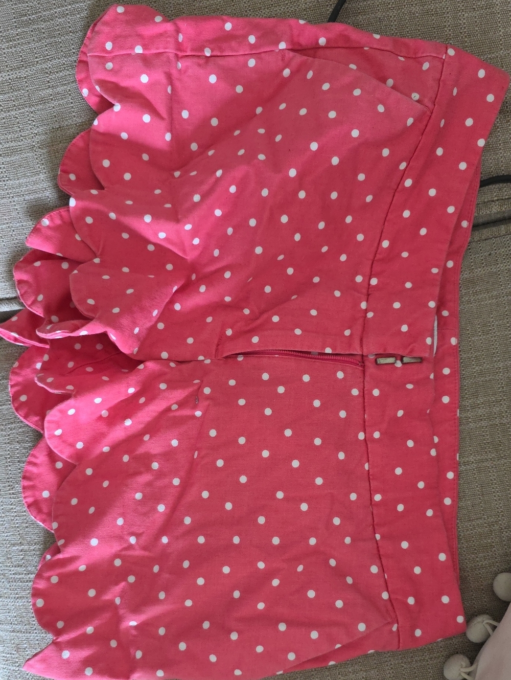 crown & ivy Pink Polka Dot Scalloped Shorts